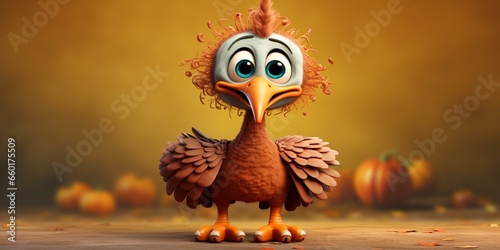 cute Thanksgiving turkey character cartoon 