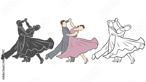 Couple Dancers in Ballroom set.