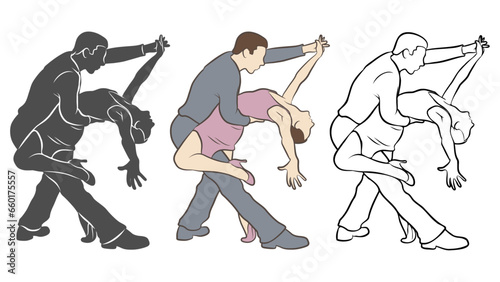 Couple Dancers in Ballroom set.