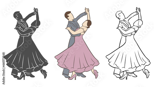 Couple Dancers in Ballroom set.