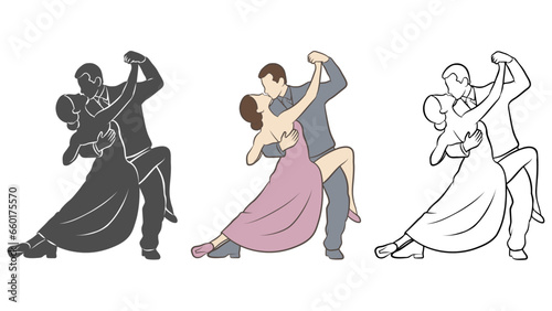 Couple Dancers in Ballroom set.