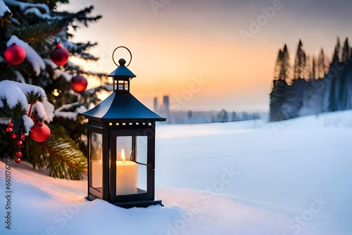 christmas lantern in the snow © zaroosh