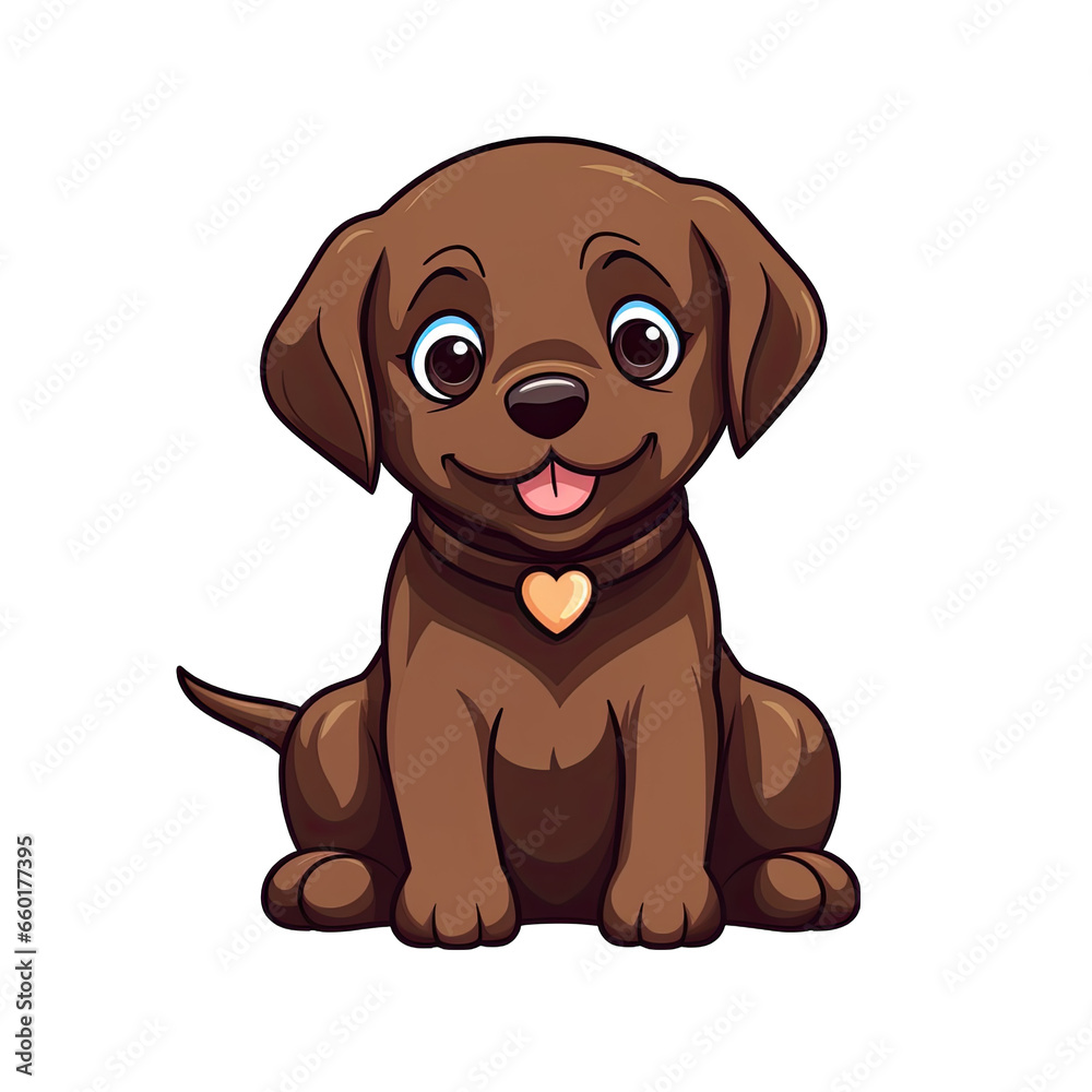 Chocolate lab dog Kawaii cute cartoon dog illustration. Isolated on white transparent background Chocolate lab dog Kawaii cute cartoon dog illustration. Isolated on white transparent background