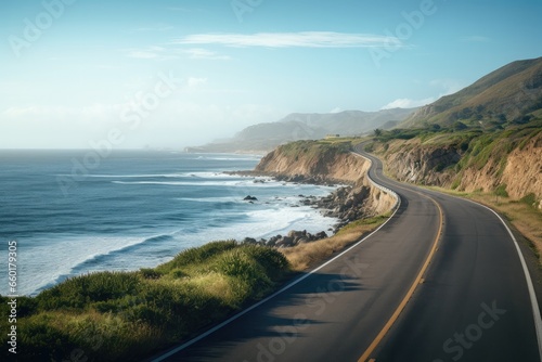 a road next to the ocean