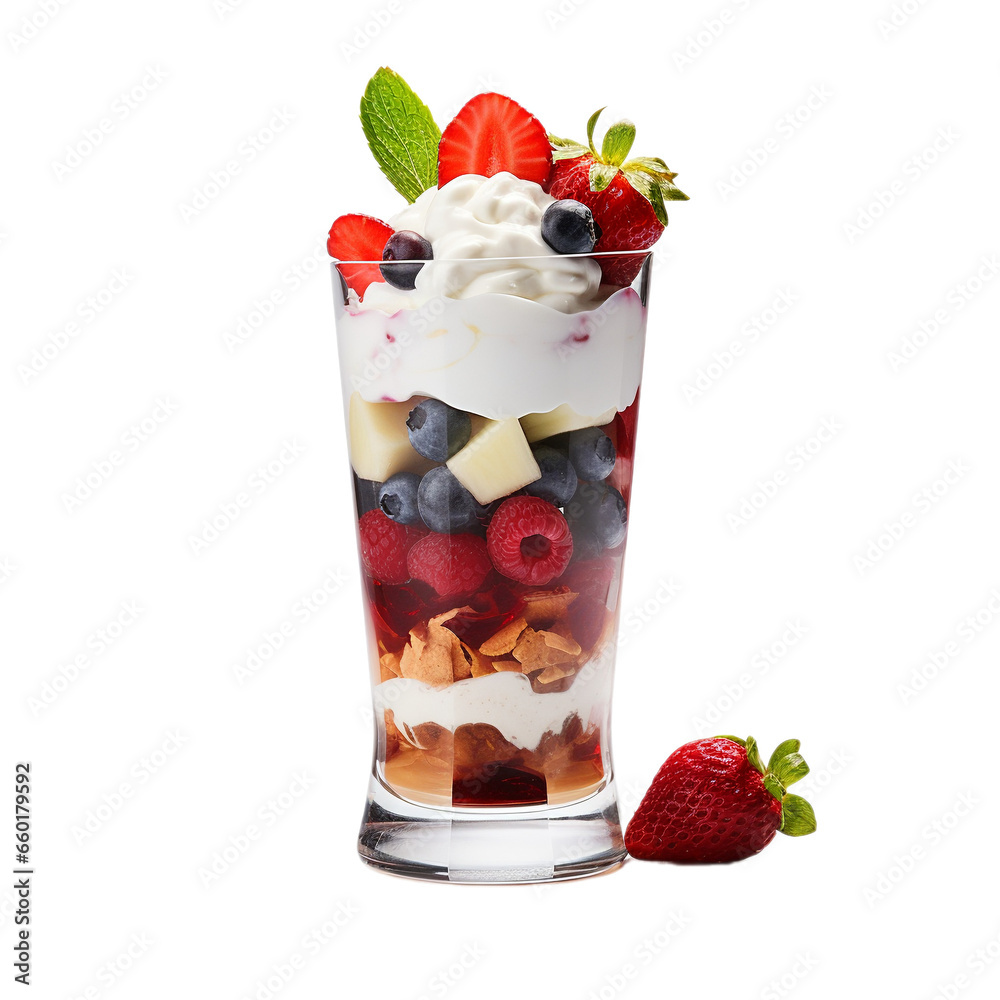 fruit parfait isolated on white background, ai generated fruit parfait isolated on white background, ai generated