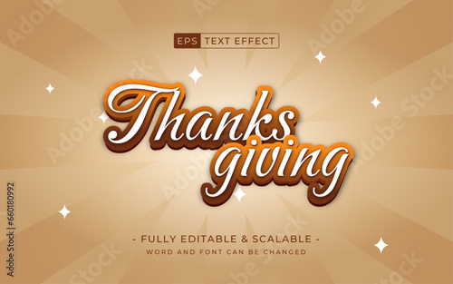 Thanksgiving 3d text effect style. Editable text effect.