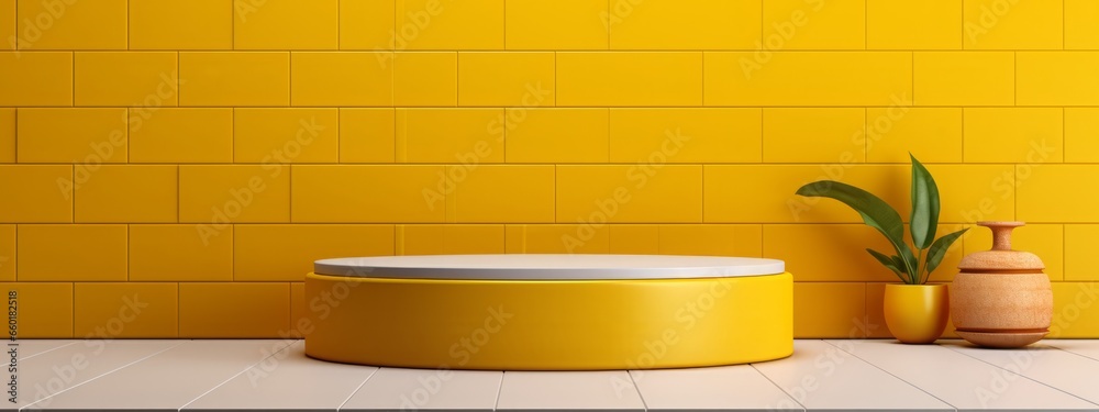 Kitchen background podium product display wall table empty 3d pedestal ...