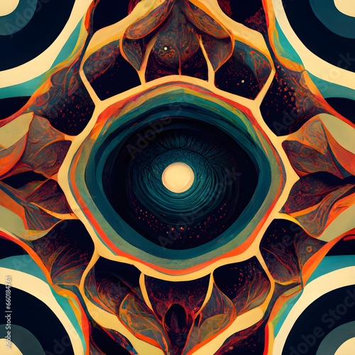 psychedelic mandala pattern repeating tessellation centrifugal symmetry aliens 