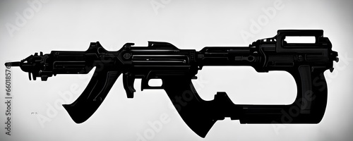AK47 cyberpunk gun rifle high contrast high detail unreal engine 5 white background 