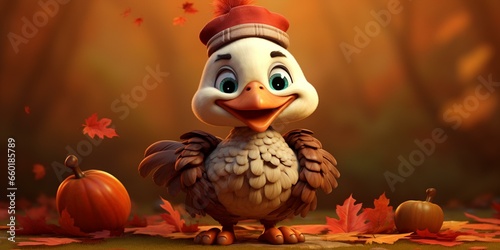 cute Thanksgiving turkey character cartoon  © Young