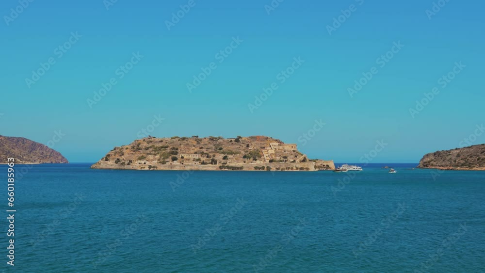beautiful view of the ruins of the ancient Venetian fortress on the island of Spinalonga on the Greek island of Crete. High quality 4k footage beautiful view of the ruins of the ancient Venetian fortress on the island of Spinalonga on the Greek island of Crete. High quality 4k footage
