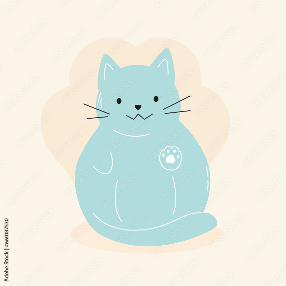 Obraz premium Cute cartoon snowman cat. Modern hand drawn colorful illustration. Funny Christmas character card template. Christmas Background. christmas theme. for website banner ads design, poster, postcard