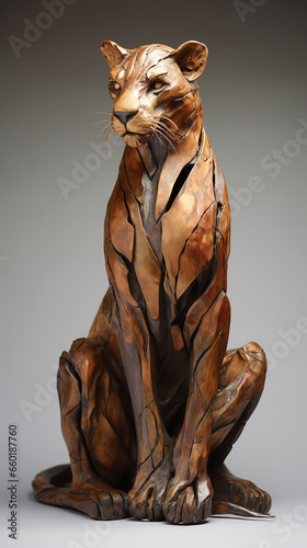escultura estatua de leoa poderosa 