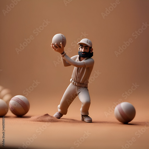 3d rendering of a baseball player in action isolated over brown background.