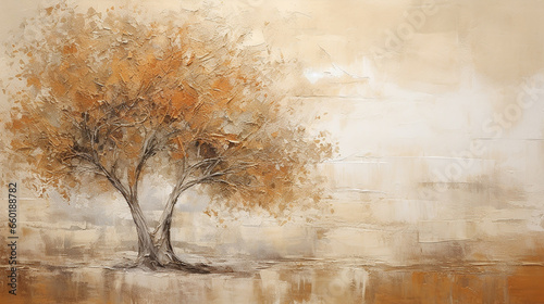 arvore  abstrato Tons terrosos, cobre e dourado