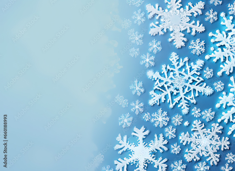 Snowflakes with copy space on the left side