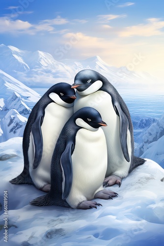 two penguins on ice