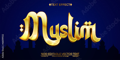Gold Muslim Editable Vector 3D Text Effect