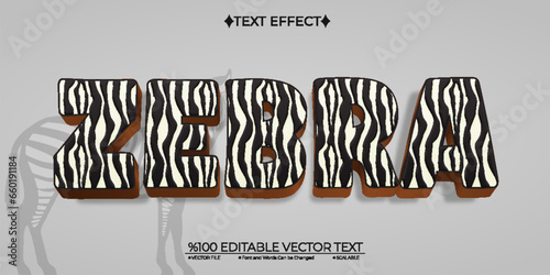 Savanna Zebra Editable Vector 3D Text Effect
