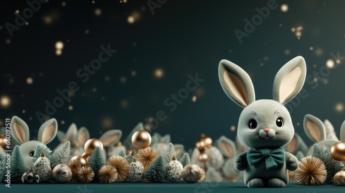 Funny Christmas bunny illustration with large copyspace - stock photo © 4kclips