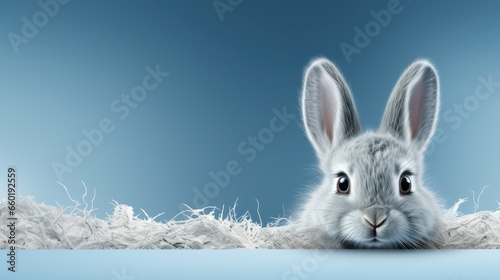 Funny Easter bunny illustration with large copyspace - stock photo