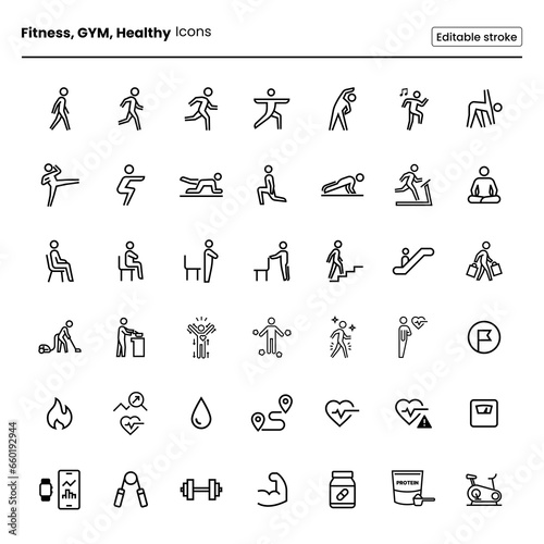 Fitness and Health Icon Set
