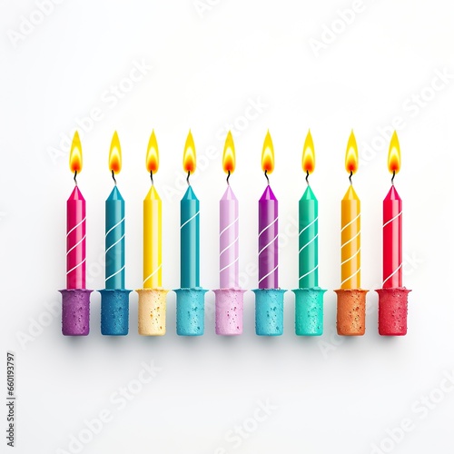 Lit candles isolated on a white background.