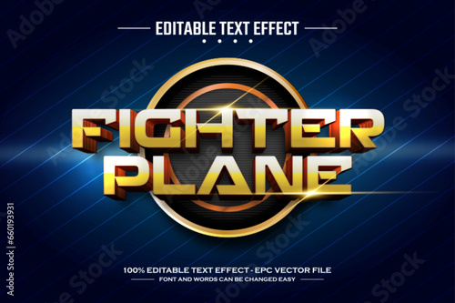 Fighter plane 3D editable text effect template