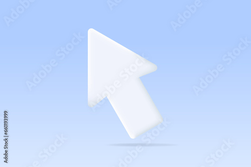 Mouse cursor, arrow pointer. 3d arrow icon as computer interface, selection tool, direction on monitor, website navigation sign for ui, apps, web design. Isolated vector illustration