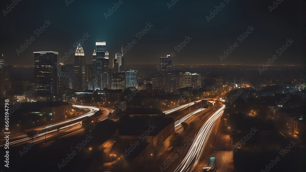 Night view of charlotte north carolina usa city skyline