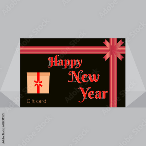  Merry Christmas And Happy New Year Background Red Gift Box With  Ribbon Bow