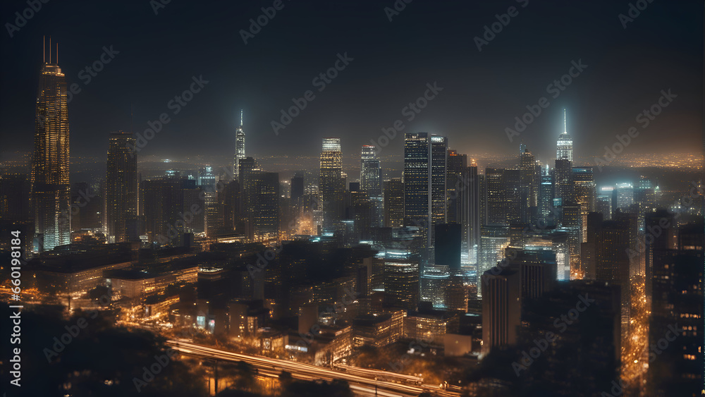 Shanghai skyline with skyscrapers at night. China.