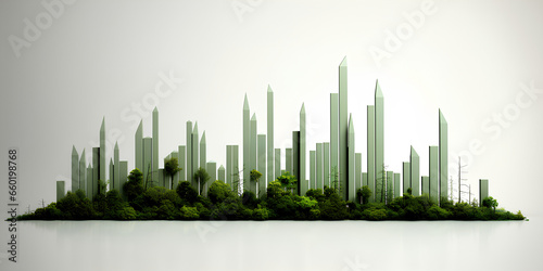 skyline, silhouette, tower, sky, urban, cityscape, metropolis, panorama, downtown, landscape, office, City dedicated to sustainable engineering and environmental responsibility generative AI