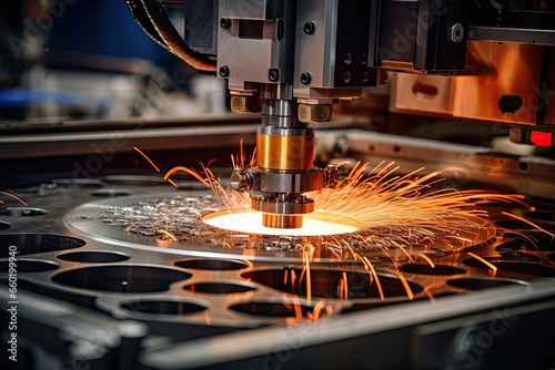 CNC laser metal cutting, Modern industrial technology.