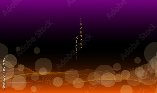 アブストラクトのデザイン背景　ウェーブと光のパープルとオレンジのグラデーション