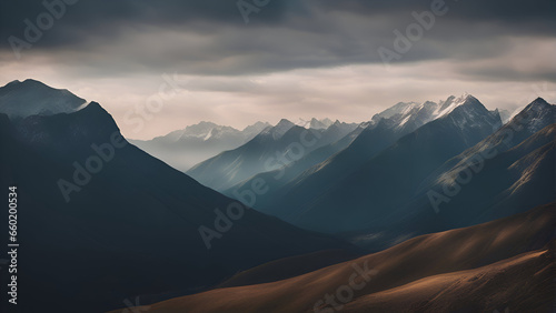 Mountain landscape. Panoramic view of a mountain range.