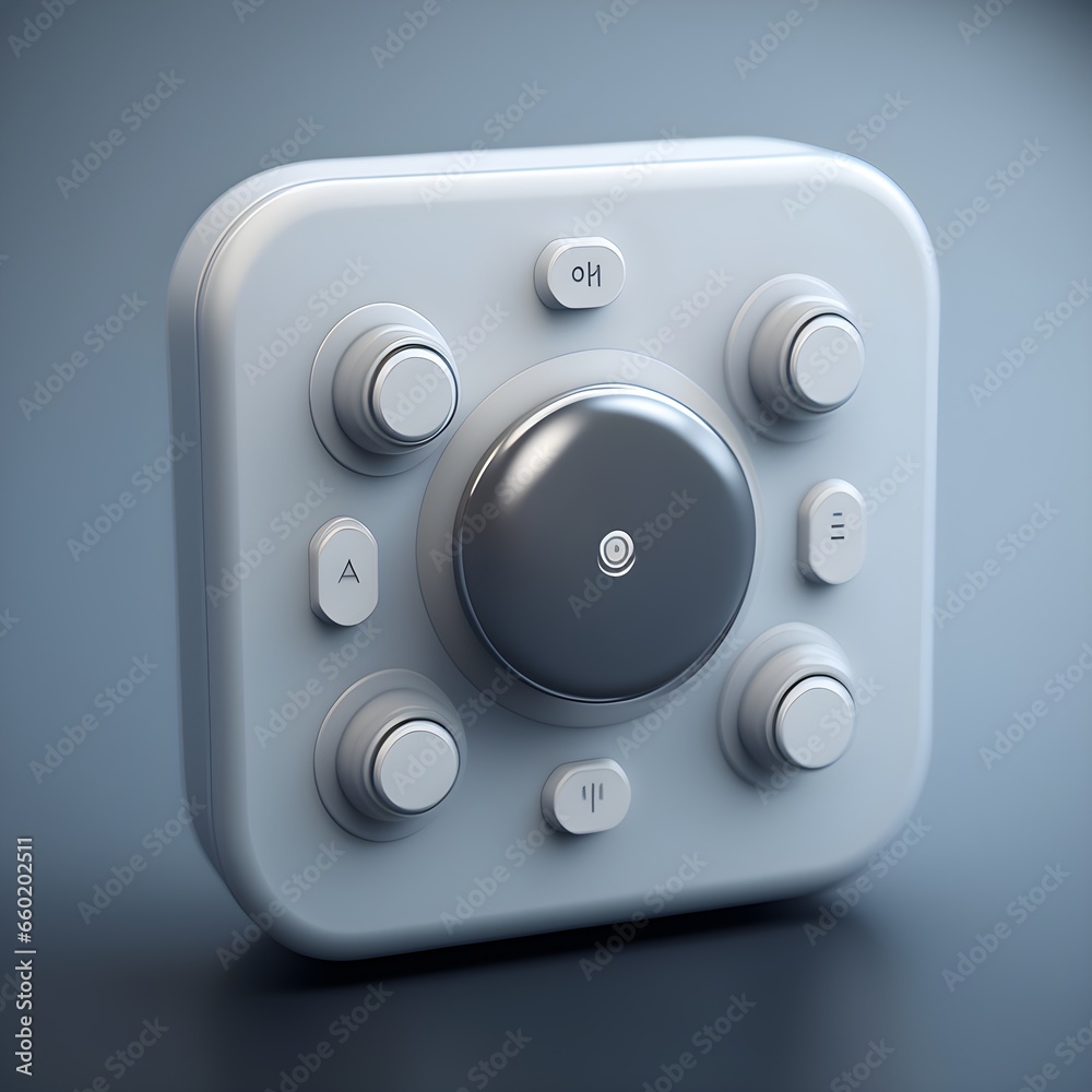orthographic 3d render of clean minimalistic button area on medical ...