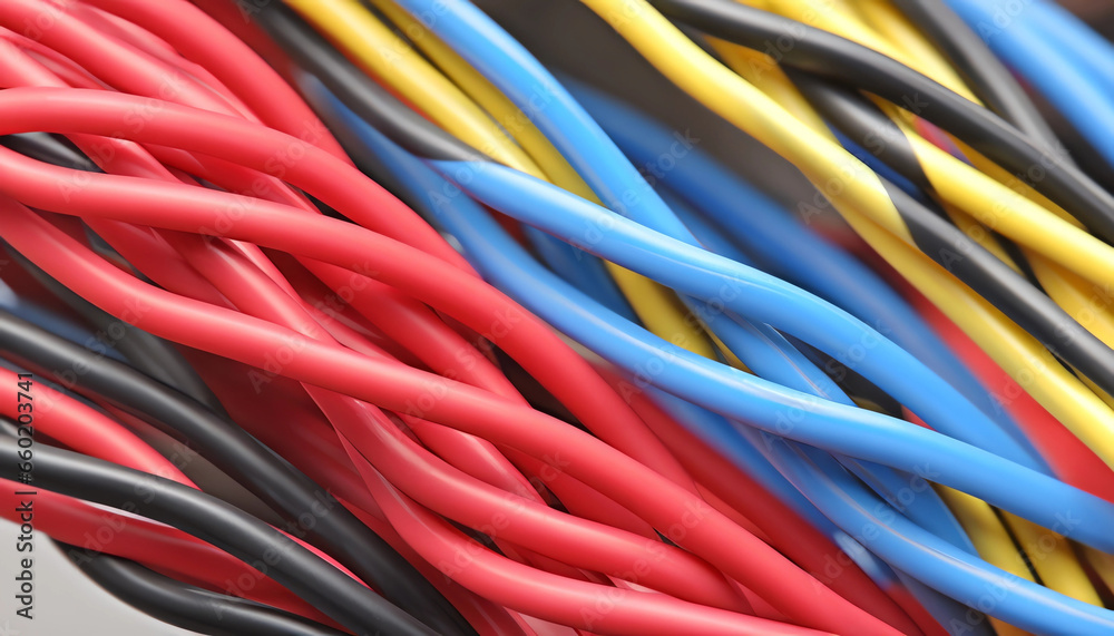 Multiple multicolour wire cables background closeup Multiple multicolour wire cables background closeup