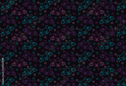 Vibrantly Graded Holographic Bat Pattern for Fabrics, Website Backgrounds, and Wallpaper - Multicolored Futuristic Design, Ideal for Versatile Illustrations and Fashion Applications