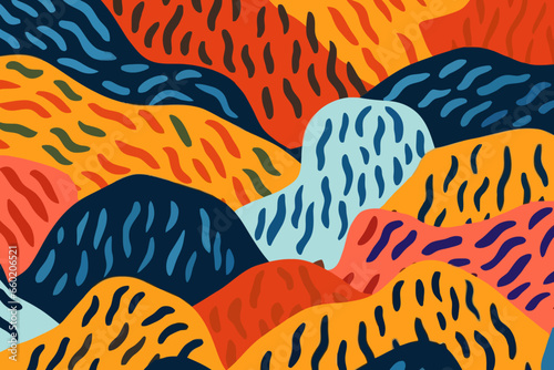 Tiger stripe quirky doodle pattern, wallpaper, background, cartoon, vector, whimsical Illustration