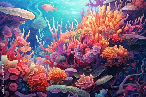 Abstract Coral Reef Backgrounds  Drawing Inspiring Colors from the Dazzling Depths  generative AI