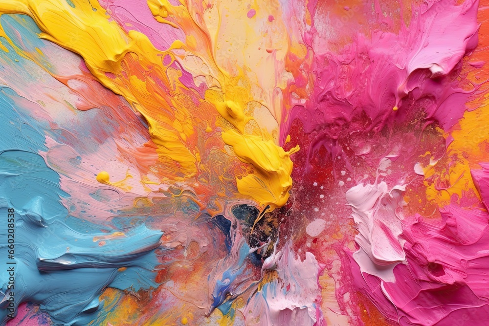 Abstract Color Background: Vibrant Splashes of an Artist's Palette, generative AI Abstract Color Background: Vibrant Splashes of an Artist's Palette, generative AI