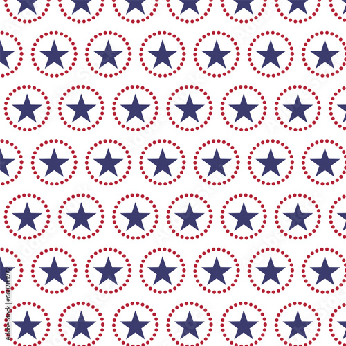 Seamless pattern with stars in blue red white.Concept of America USA military veterans.Vector illustration.