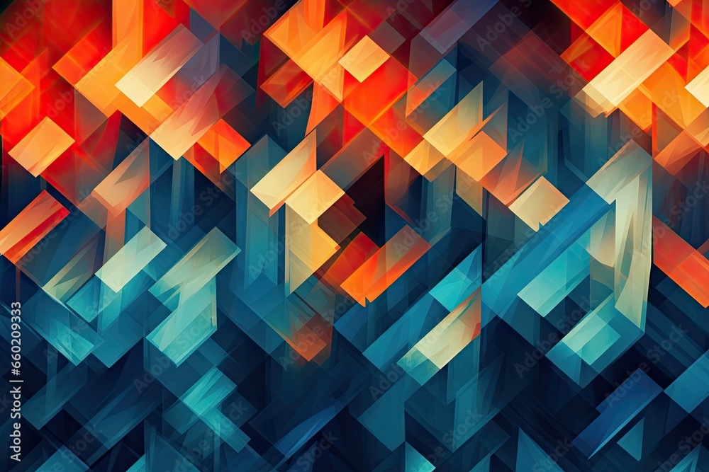 Abstract Geometric Background: Futuristic Cityscape with Tessellated Patterns, generative AI Abstract Geometric Background: Futuristic Cityscape with Tessellated Patterns, generative AI