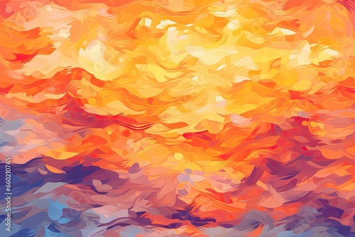 Abstract Orange Background: A Vibrant Sunset's Dynamic Color Variations, generative AI © Michael