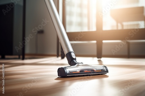 Vacuum cleaner cleans the room