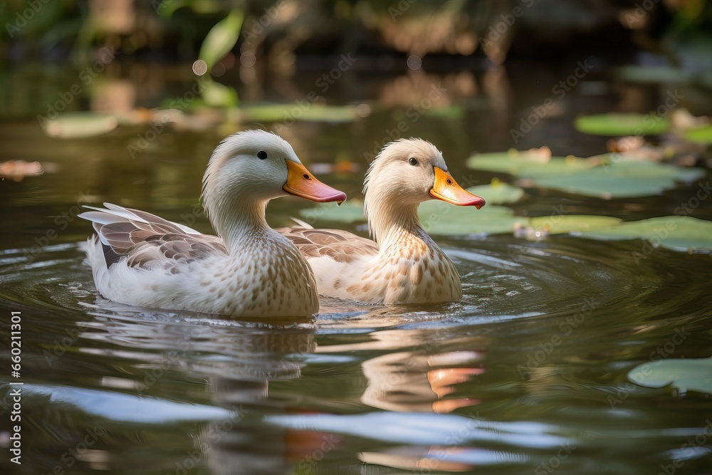 natural beauty Ducklings playing in the pond