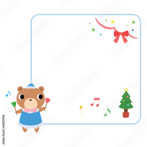 クリスマスコンサートのクマ　フレーム＋装飾付 © Jira