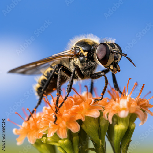 robber fly sitting on a flower. © mindstorm