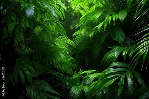 Green Abstract Background HD  Lush and Verdant Tropical Rainforest Illustration  generative AI